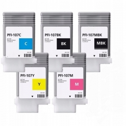 5X TUSZ PFI107 cmyk do Canon IPF670 IPF680 IPF685 iPF770 iPF780 iPF785 - zamienniki XL